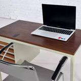 1950s industrial desk in metal and rosewood