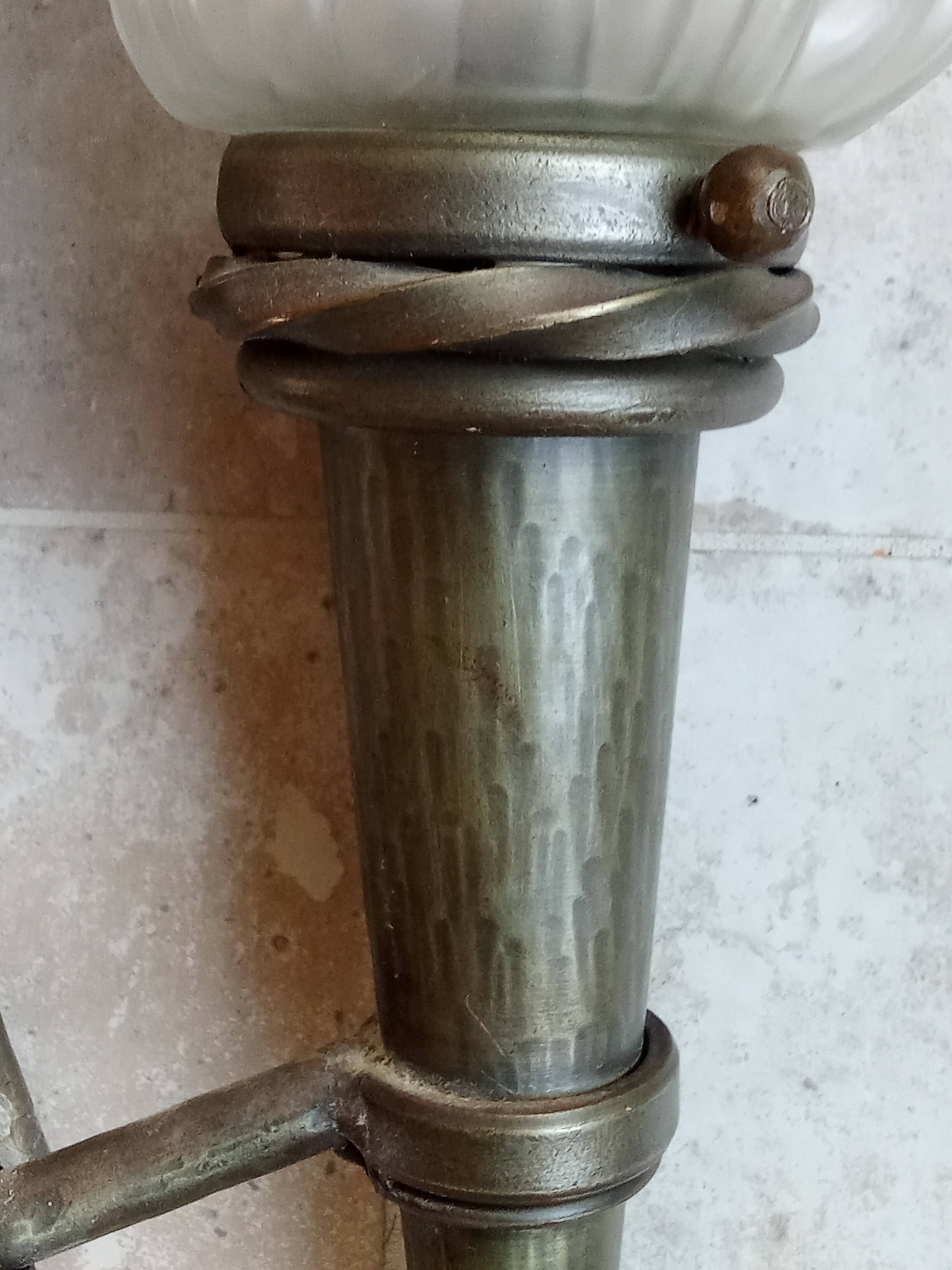 Antique pair of torchiere wall lights and lanterns