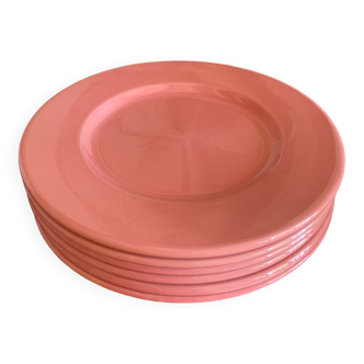 Set of 6 pink plates Moulin des loups
