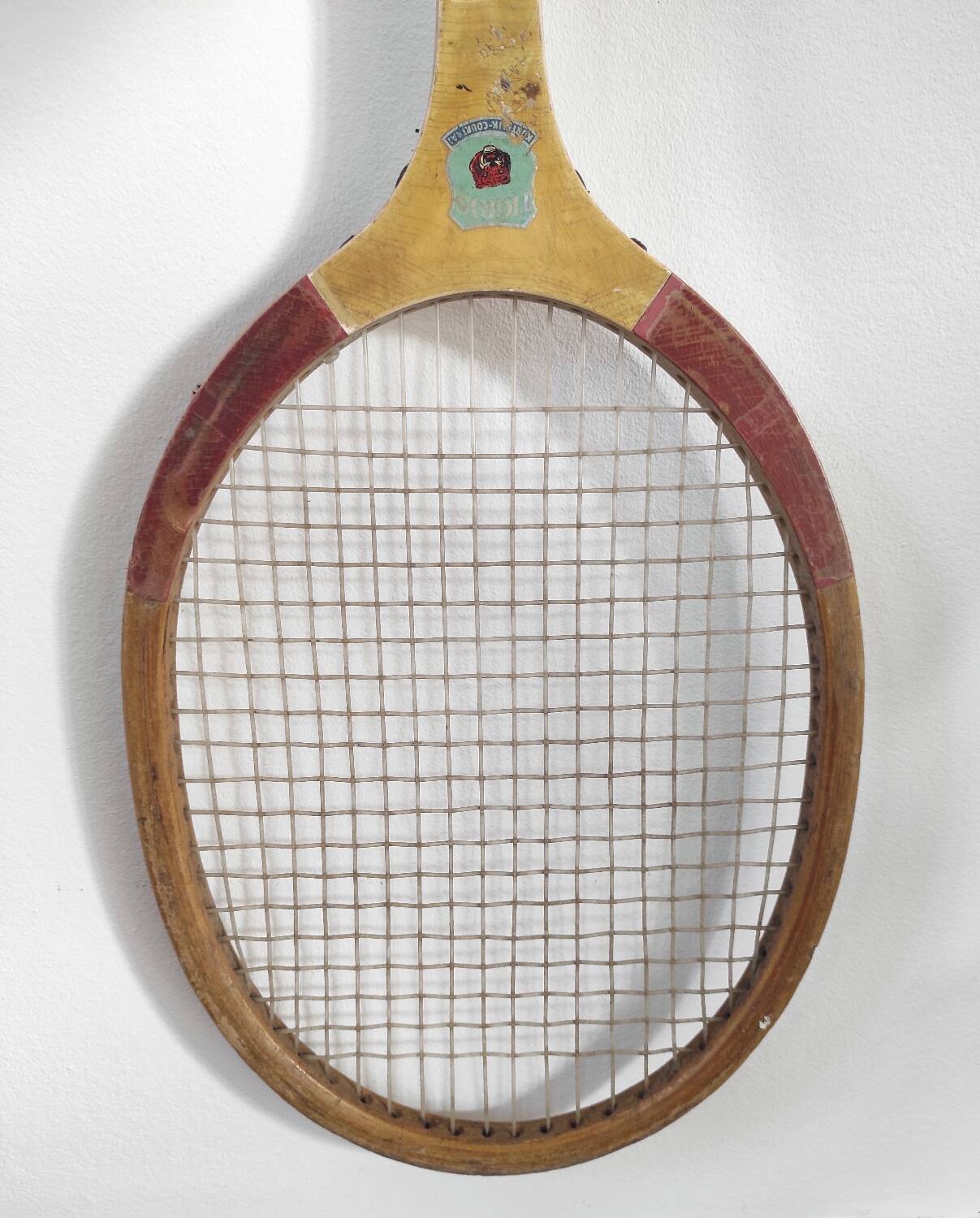 Vintage wooden tennis racket "Tigris" Courtrai, Belgium