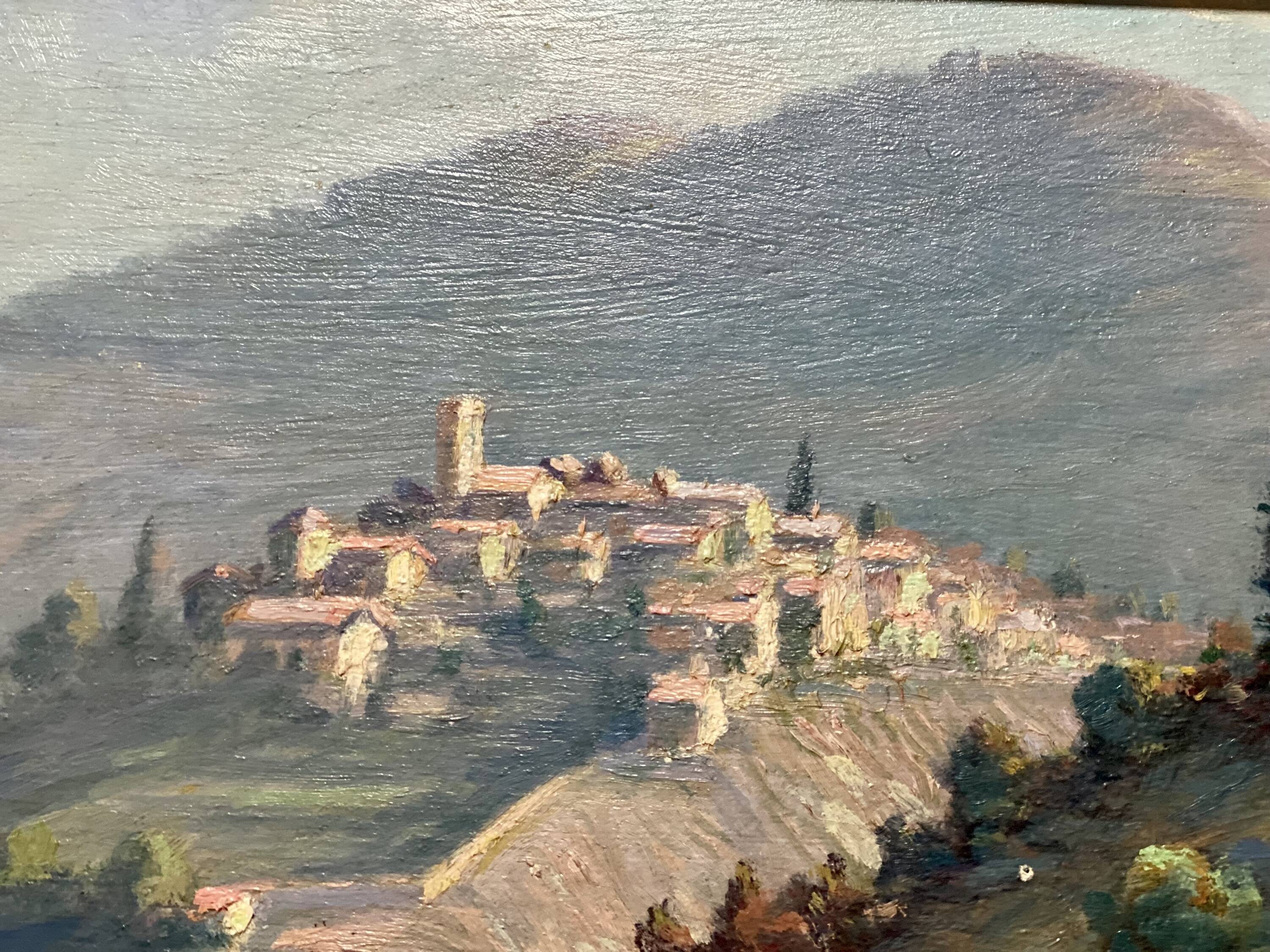 Painting by georges baffert, village of aspremont (near nice) provence