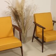 Pair of armchairs Henryk lily 300-190s 1970s yellow fabric