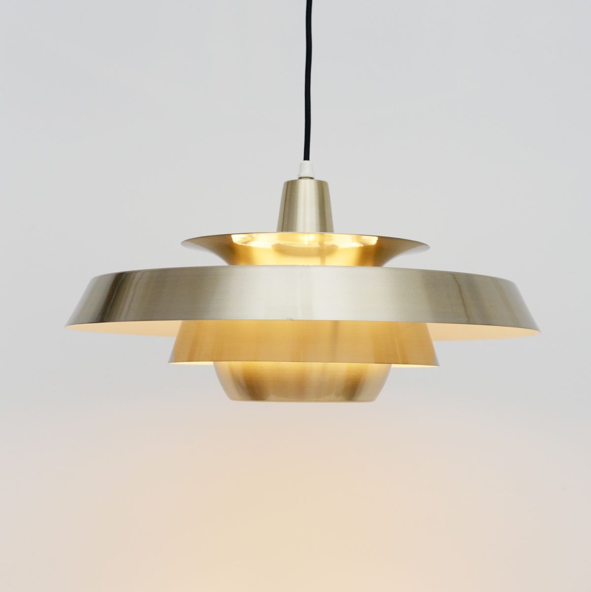 Vintage danish pendant lamp in golden brass 60's