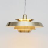 Vintage danish pendant lamp in golden brass 60's