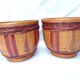 Duo of vintage braided wicker pot cover