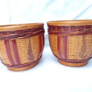 Duo de cache-pot vintage osier tressé