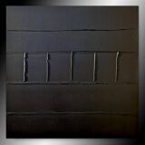 Minimalist monochrome abstract painting in black