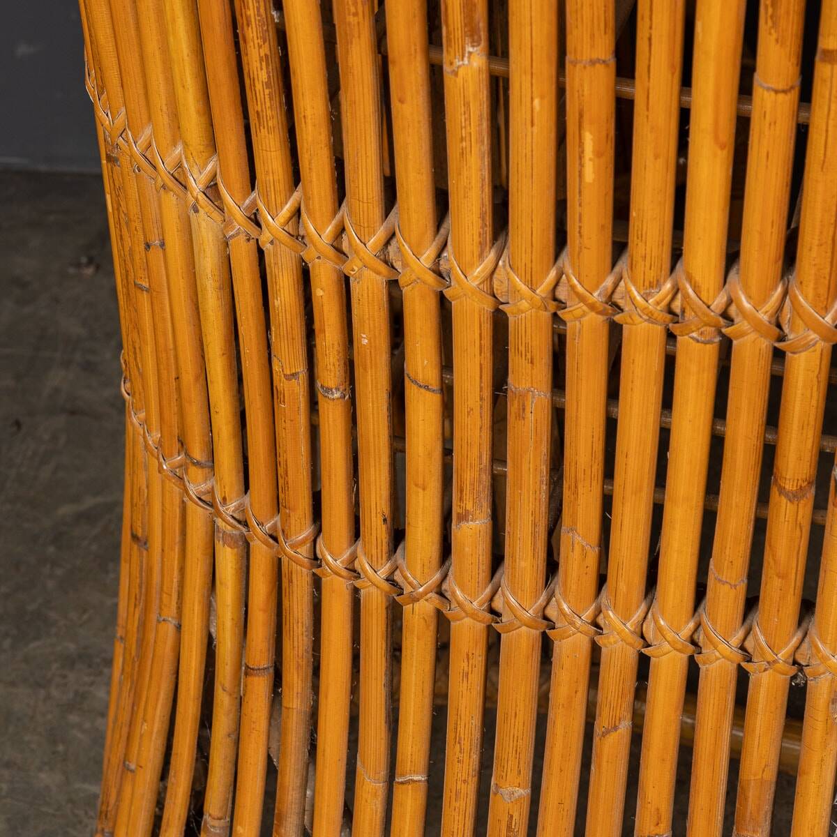 Striking 20thc italian standing bamboo dry bar & stools c.1960