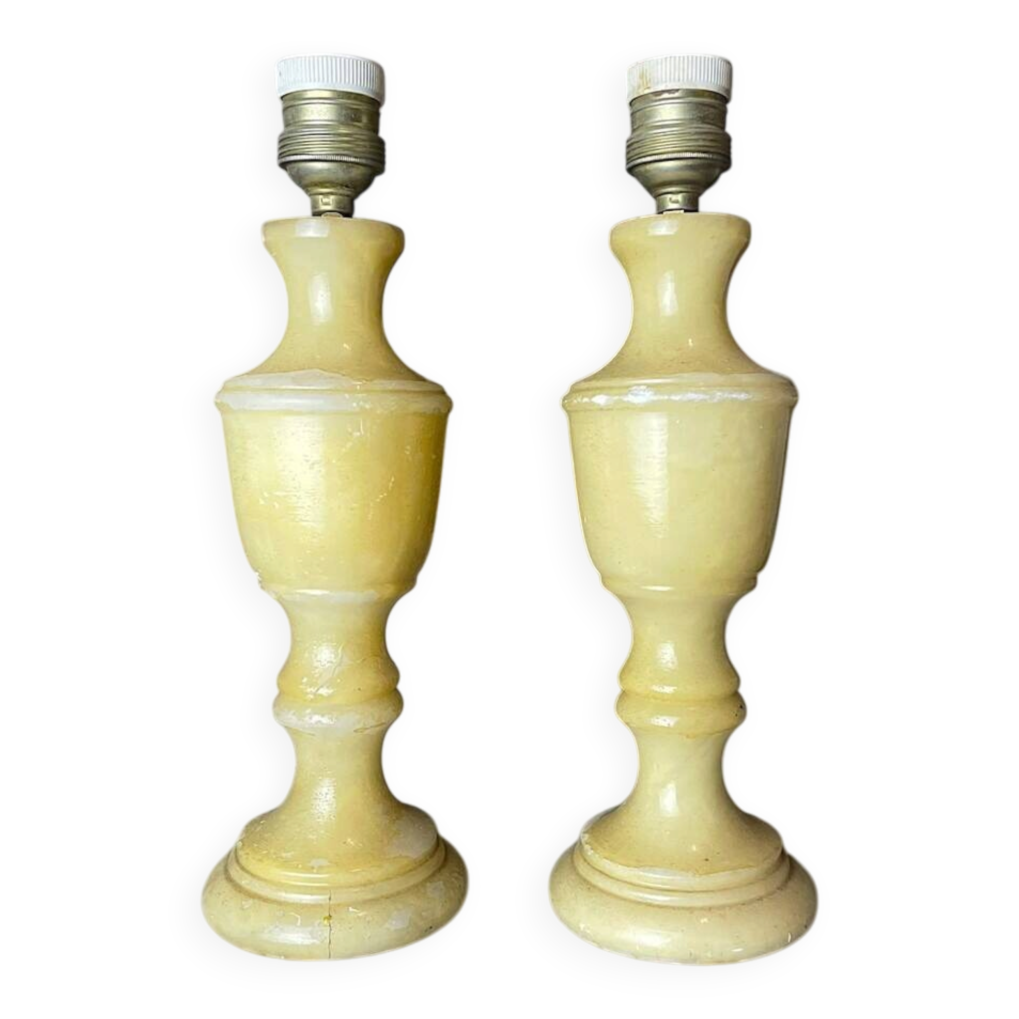 Pair Portuguese Classical Urn-Shaped Alabaster table lamps