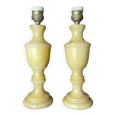 Pair Portuguese Classical Urn-Shaped Alabaster table lamps