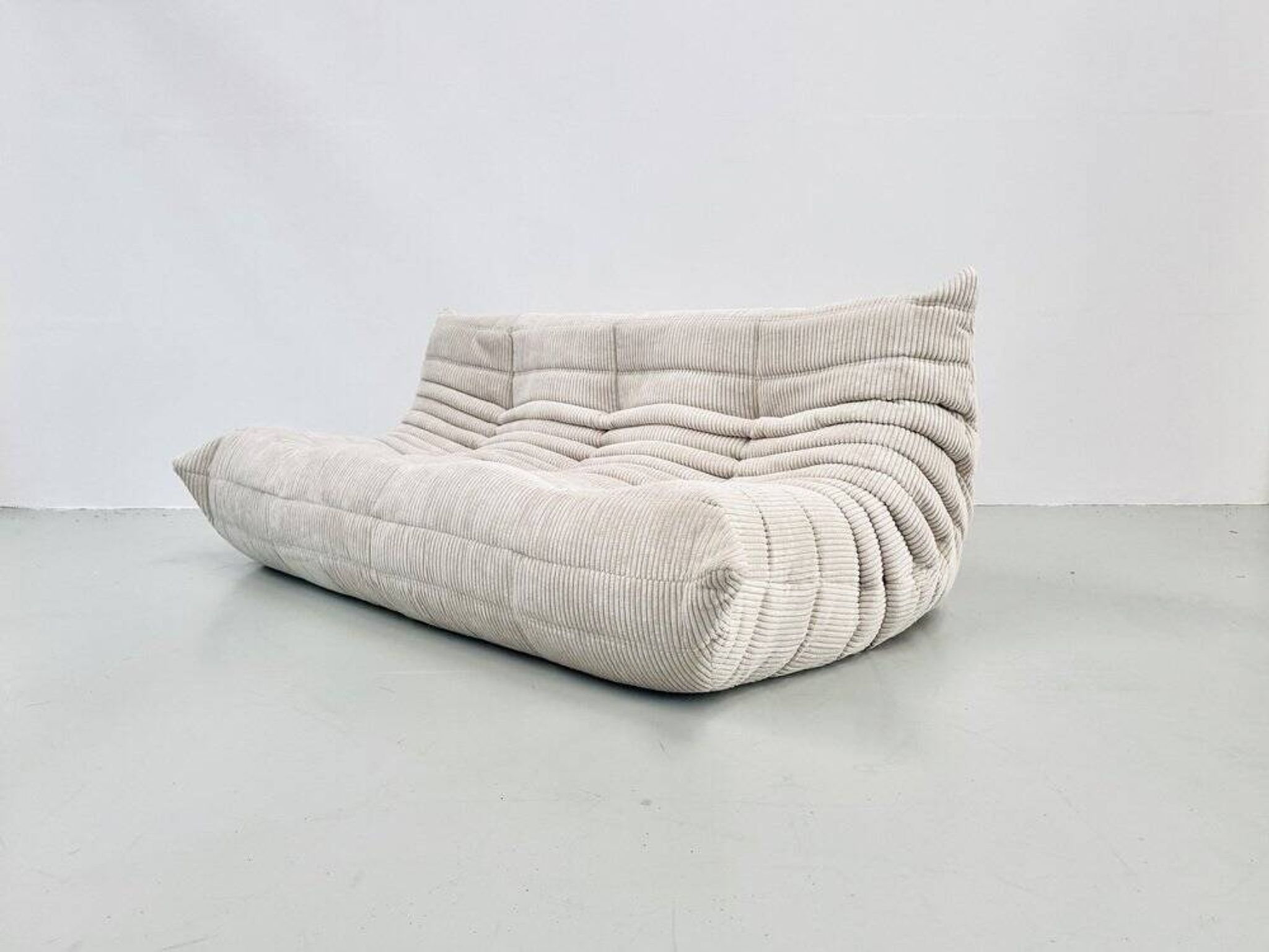 Togo sofa in beige corduroy attributed to Michel Ducaroy for Ligne Roset