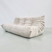 Togo sofa in beige corduroy attributed to Michel Ducaroy for Ligne Roset