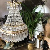 Crystal and brass chandelier