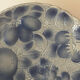 Old slightly hollow dish barbotine blue fruit Sarreguemines