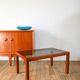 Wood and smoked glass coffee table, Design, 1970