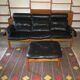 Eric Merthen leather sofa with matching ottoman, Sweden 1960s