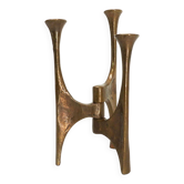 Brutalist bronze tripod candle holder Michael Harjes 1960