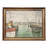 René bezaud (1909-2000), leaving the port, oil on canvas