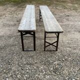 Pair of foldable benches guinguette style