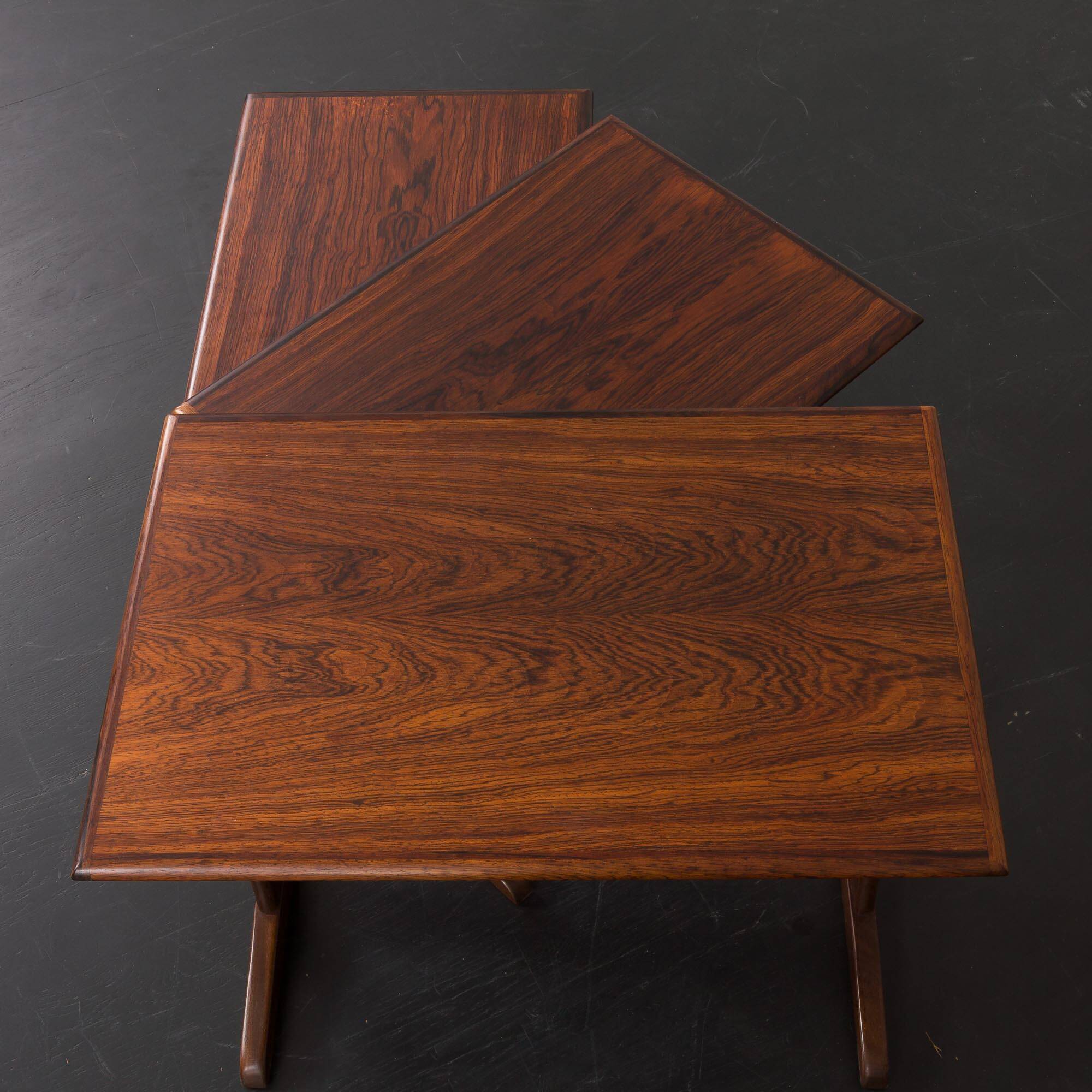 Kai Kristiansen rosewood nesting tables for Vildbjerg Möbelfabrik, Denmark