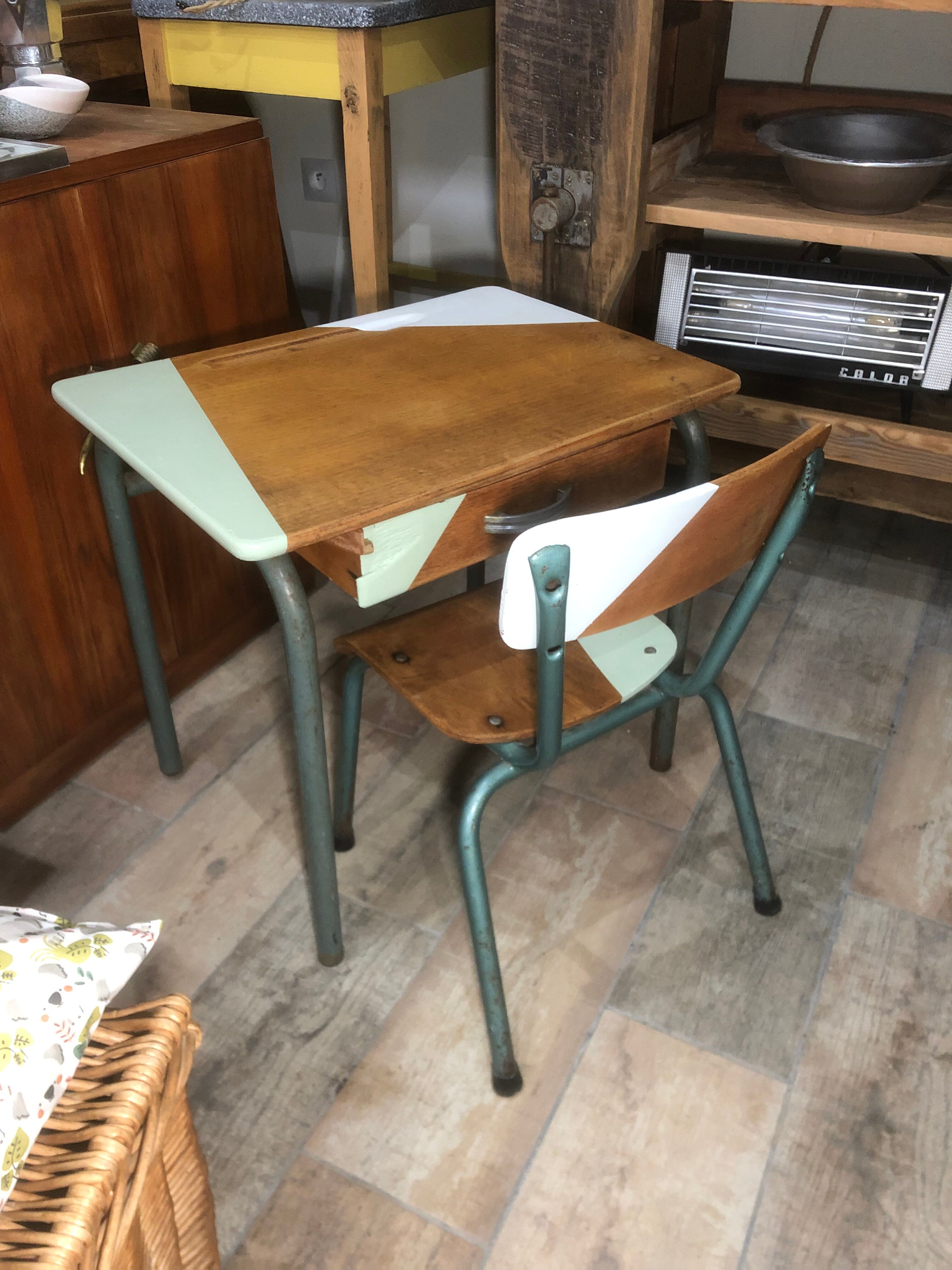 School desk and chair