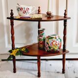 Rustic turned wood corner shelf