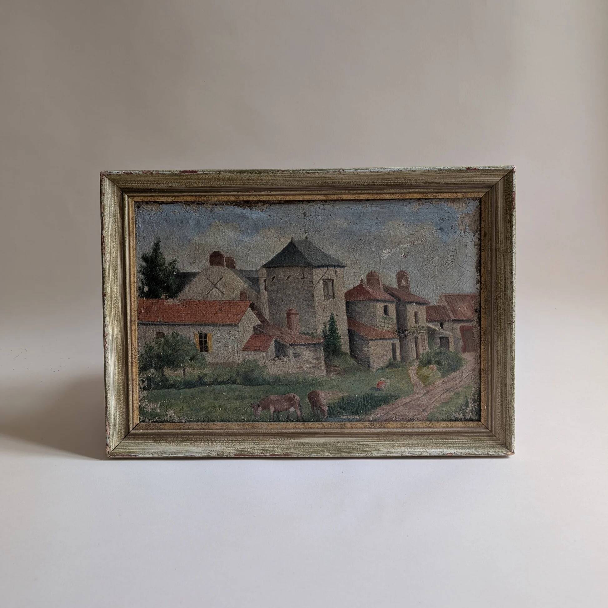 Old painting, village