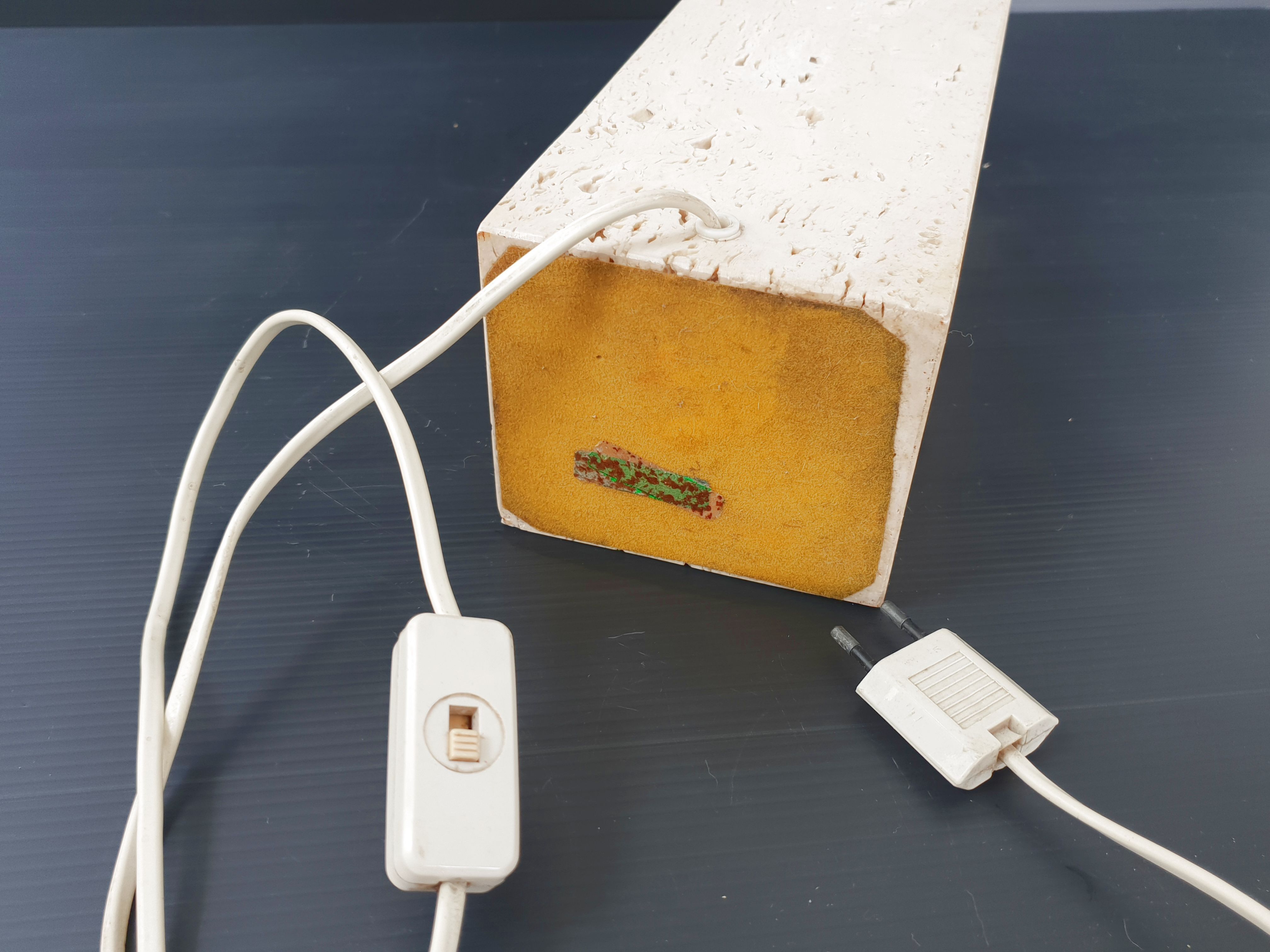 LUM lamp foot in vintage 1970 travertine