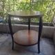 1970s solid wood round coffee table with double top