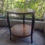 1970s solid wood round coffee table with double top