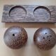 Coconut Wood Salt Pepper Shaker with Stand