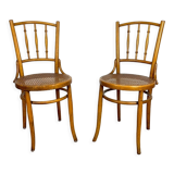 Paire de chaises bistrot cannées Mundus Ungvar Ungarn 1900