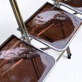 6 chaises pliantes en Plexiglas fumé et métal chrome Chaisor 1970