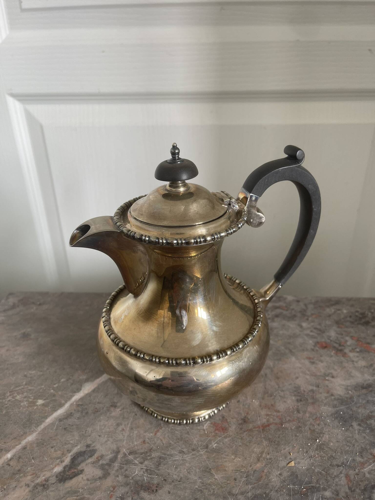 Antique Silver-Plated Metal Teapot English Sheffield