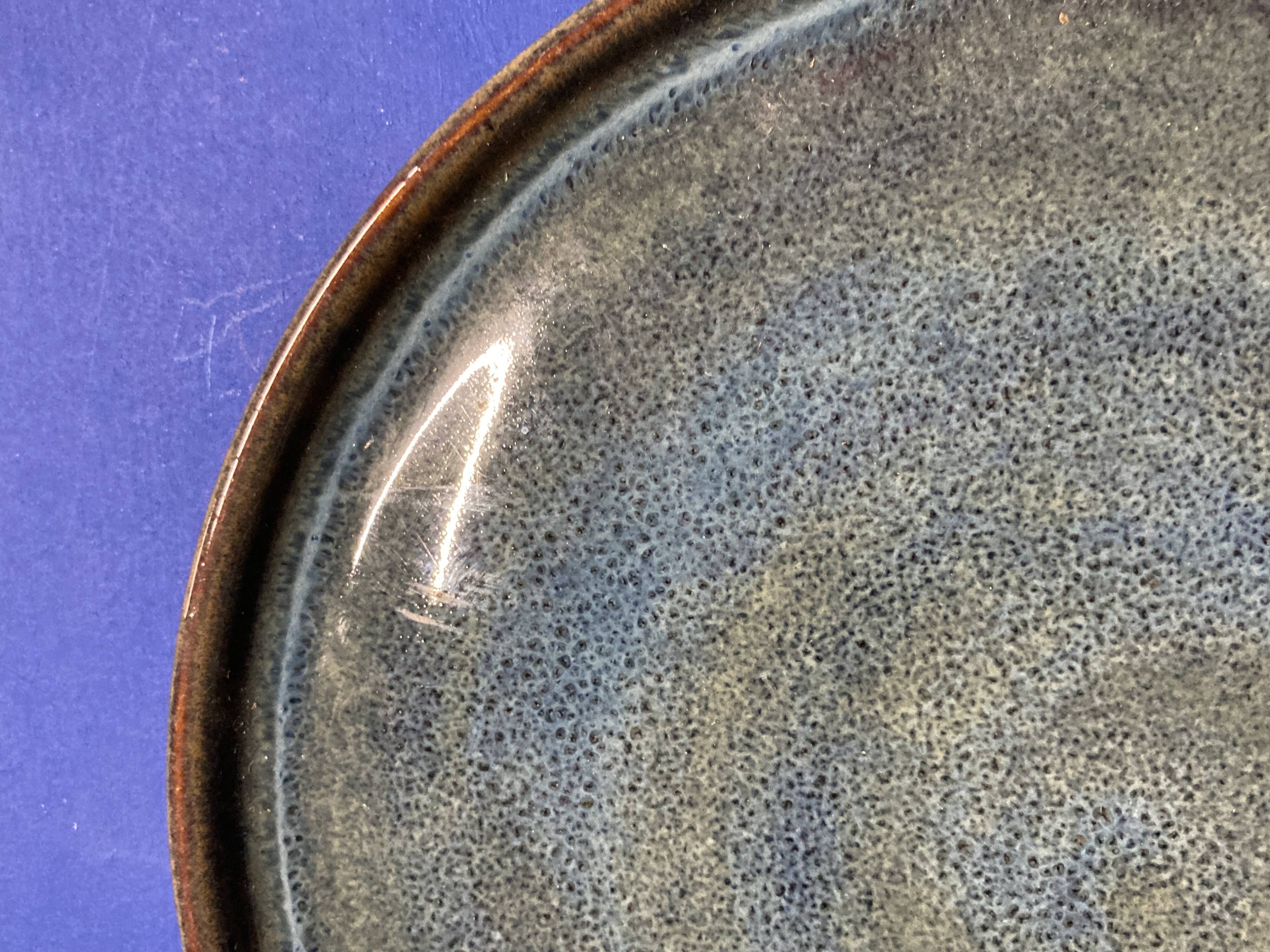 Blue earthenware plate