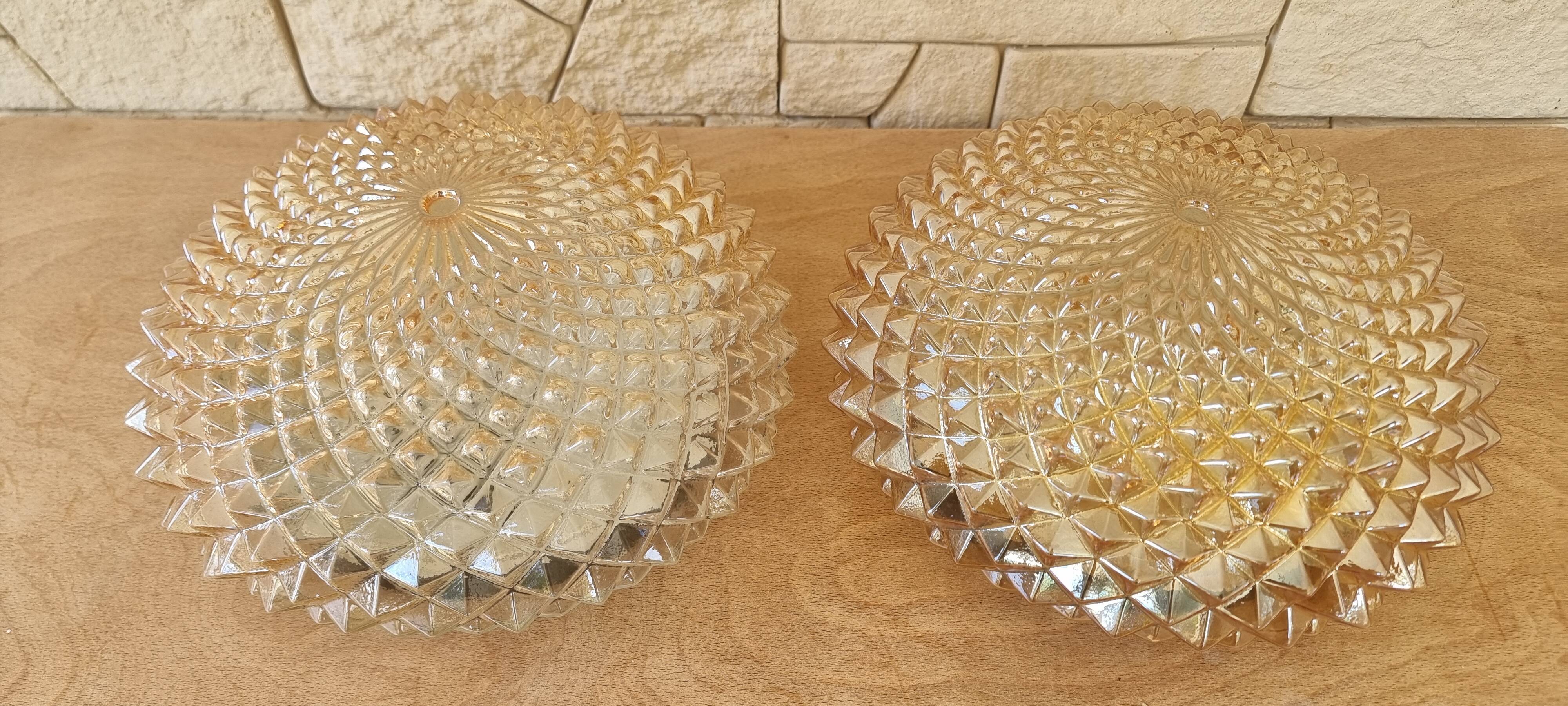 Pair of smoked glass ceiling lights