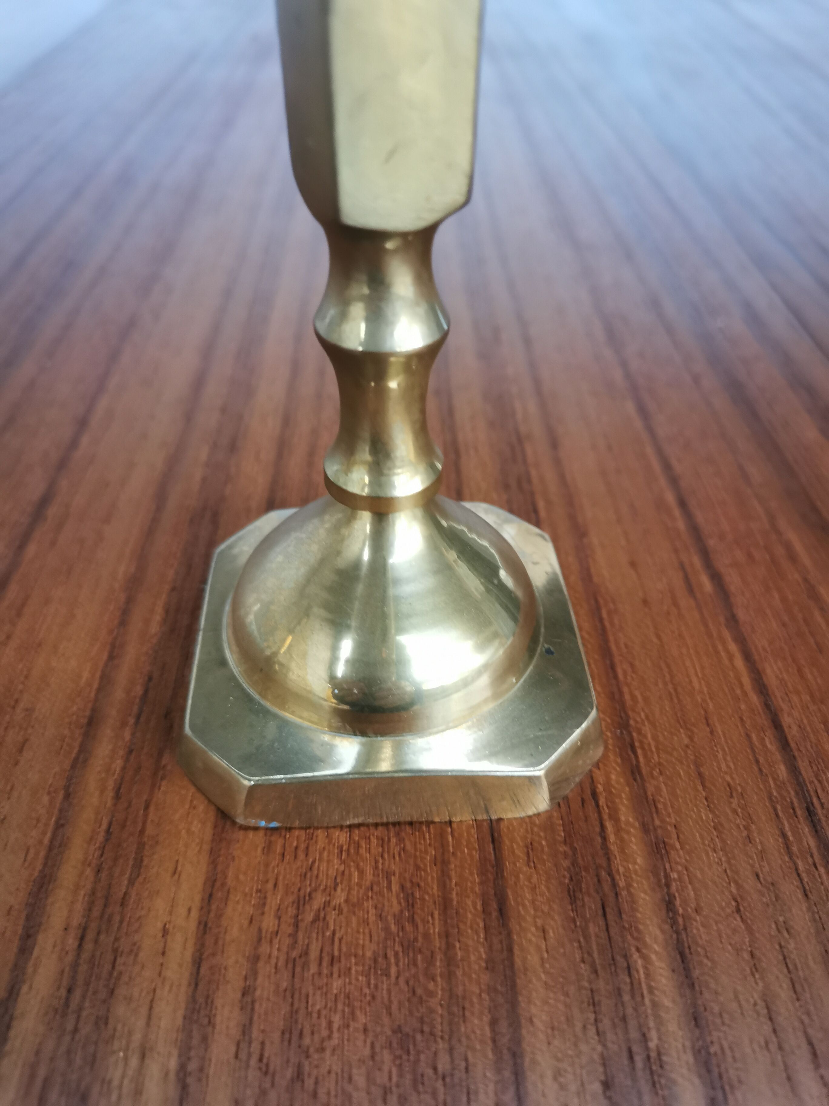 Duo of brass candle holders