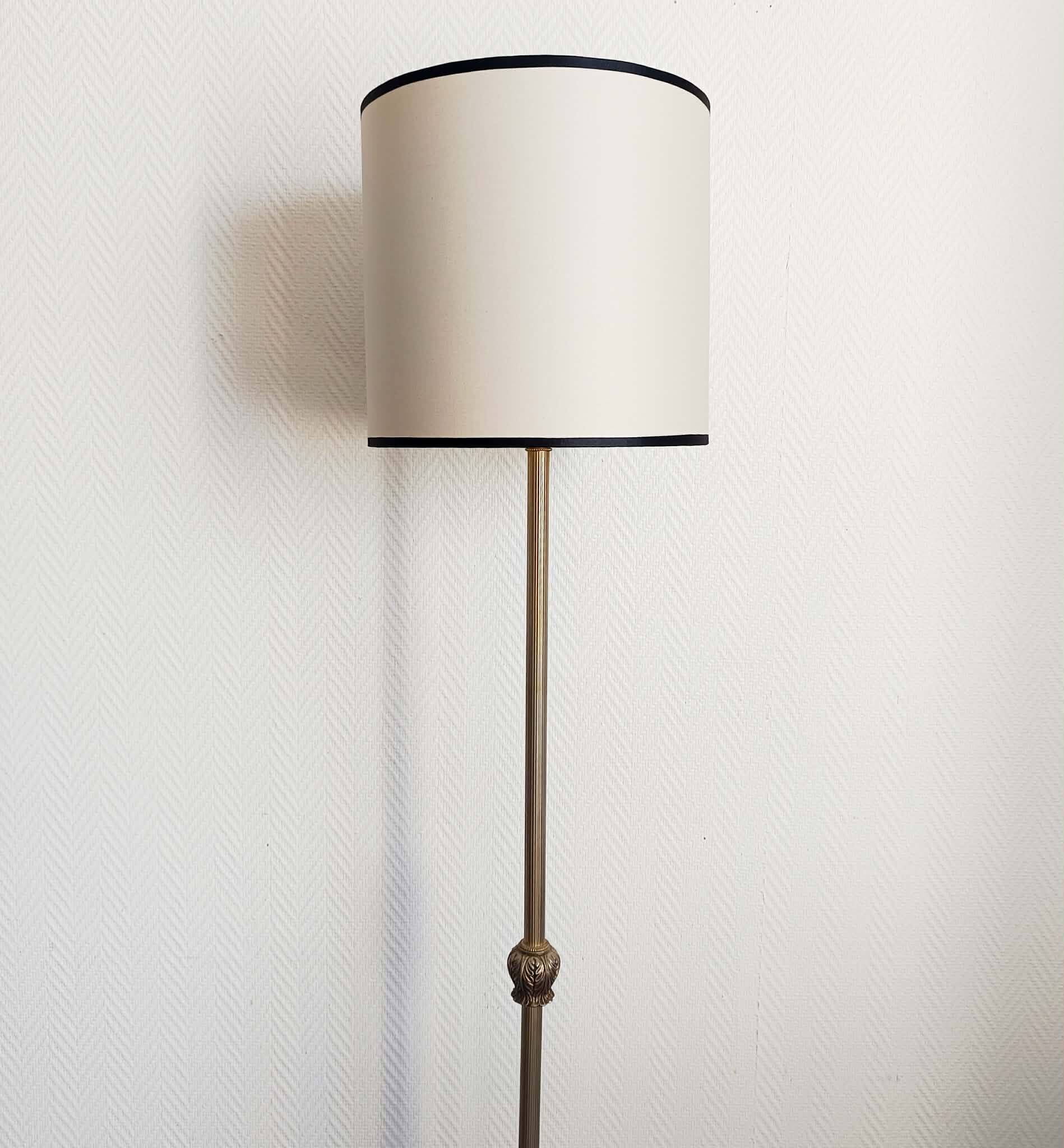 Tripod floor lamp brass circa 1950