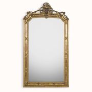 Miroir en bois doré de style néo-classique à motif corde et pompons