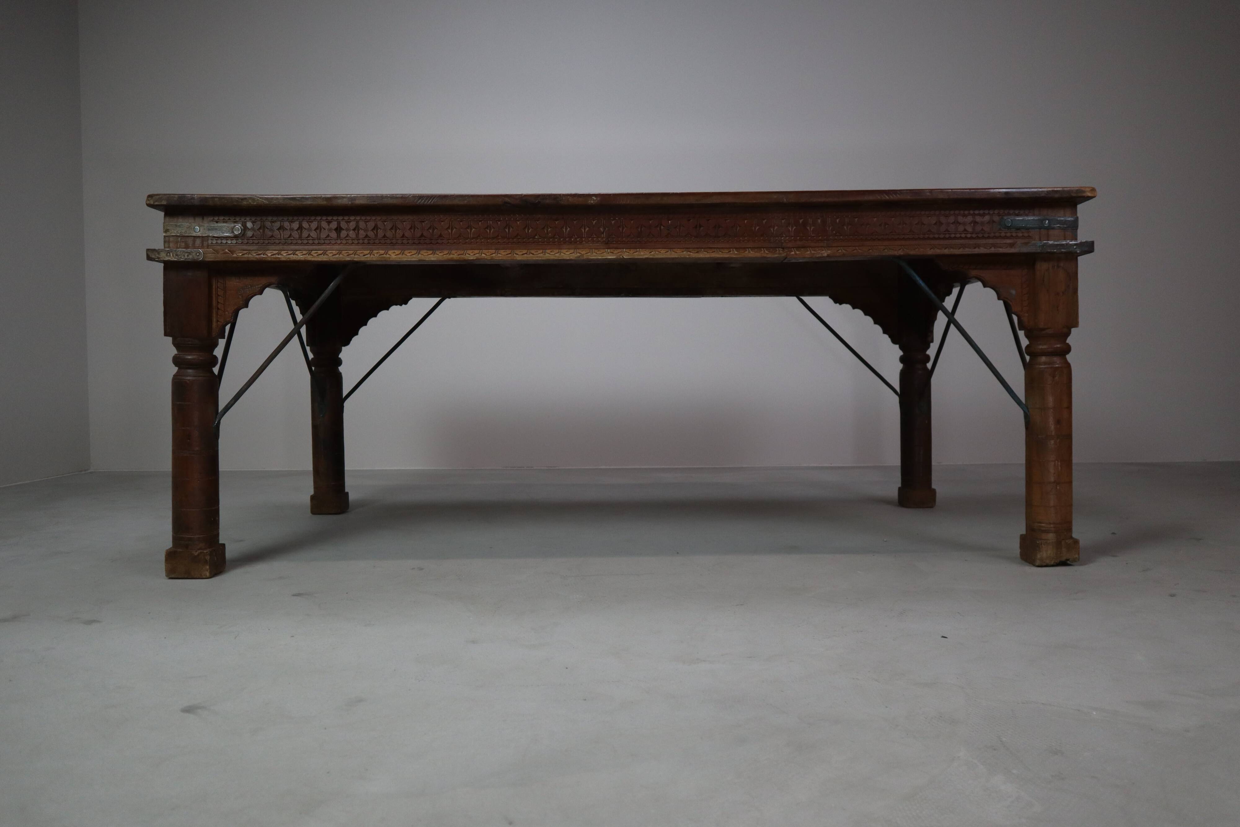 Indonesian hand-carved Teak dining Table