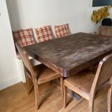 Wooden table with extension and 6 chairs