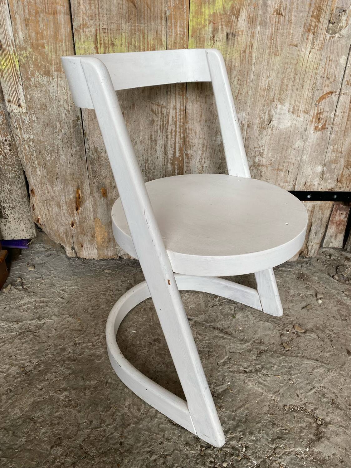Old Baumann chair model Halfa white wood vintage 70s
