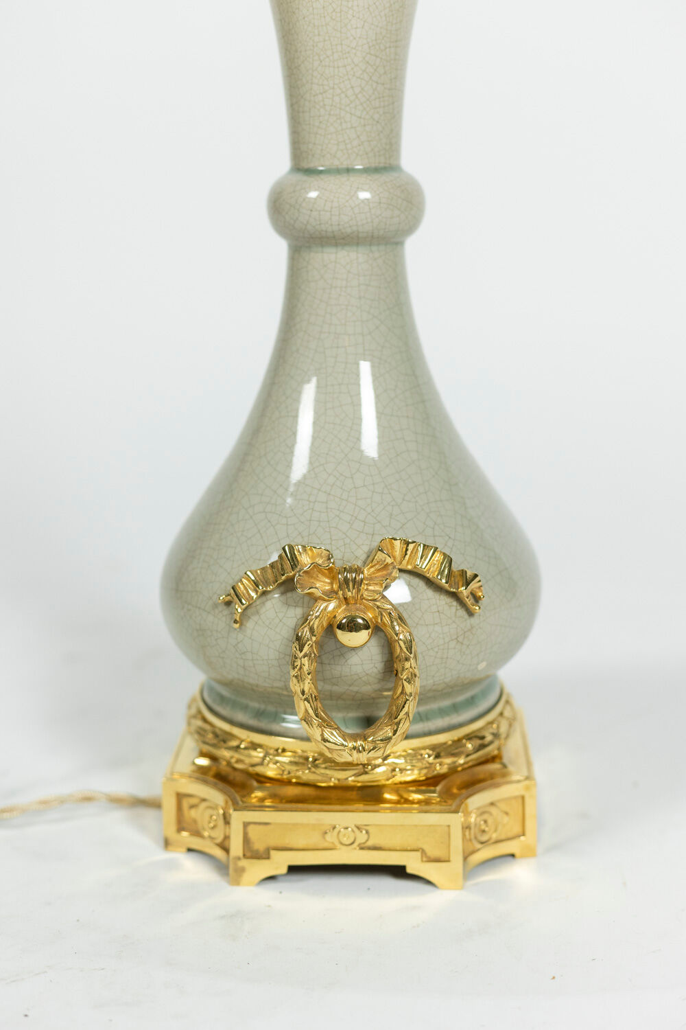 Lamp in bronze and celadon porcelain, circa 1880