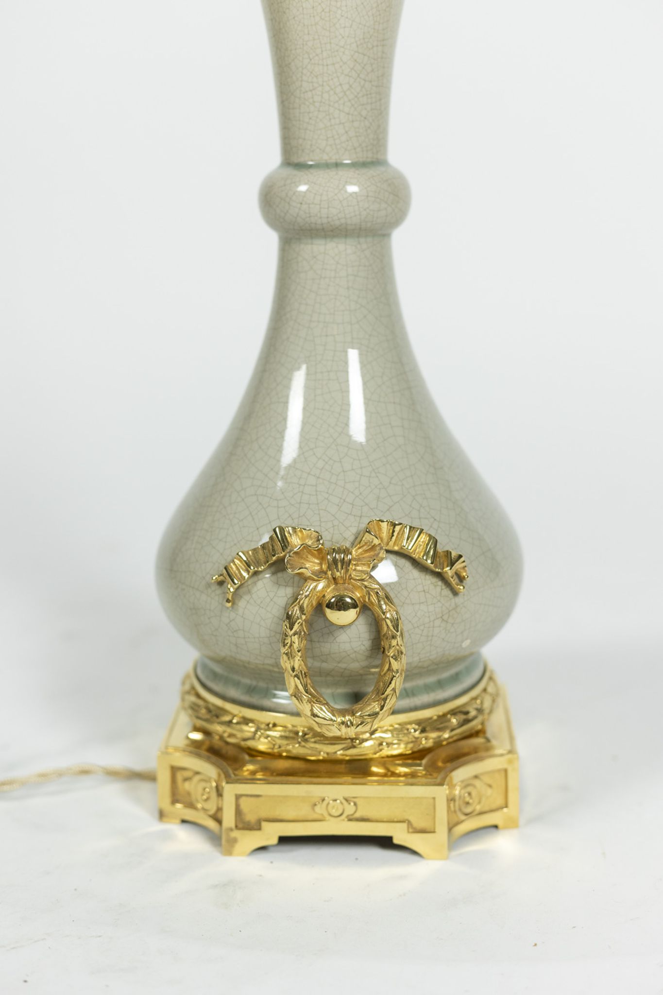 Lamp in bronze and celadon porcelain, circa 1880