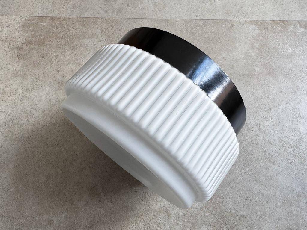 Round vintage ribbed glass ceiling lamp