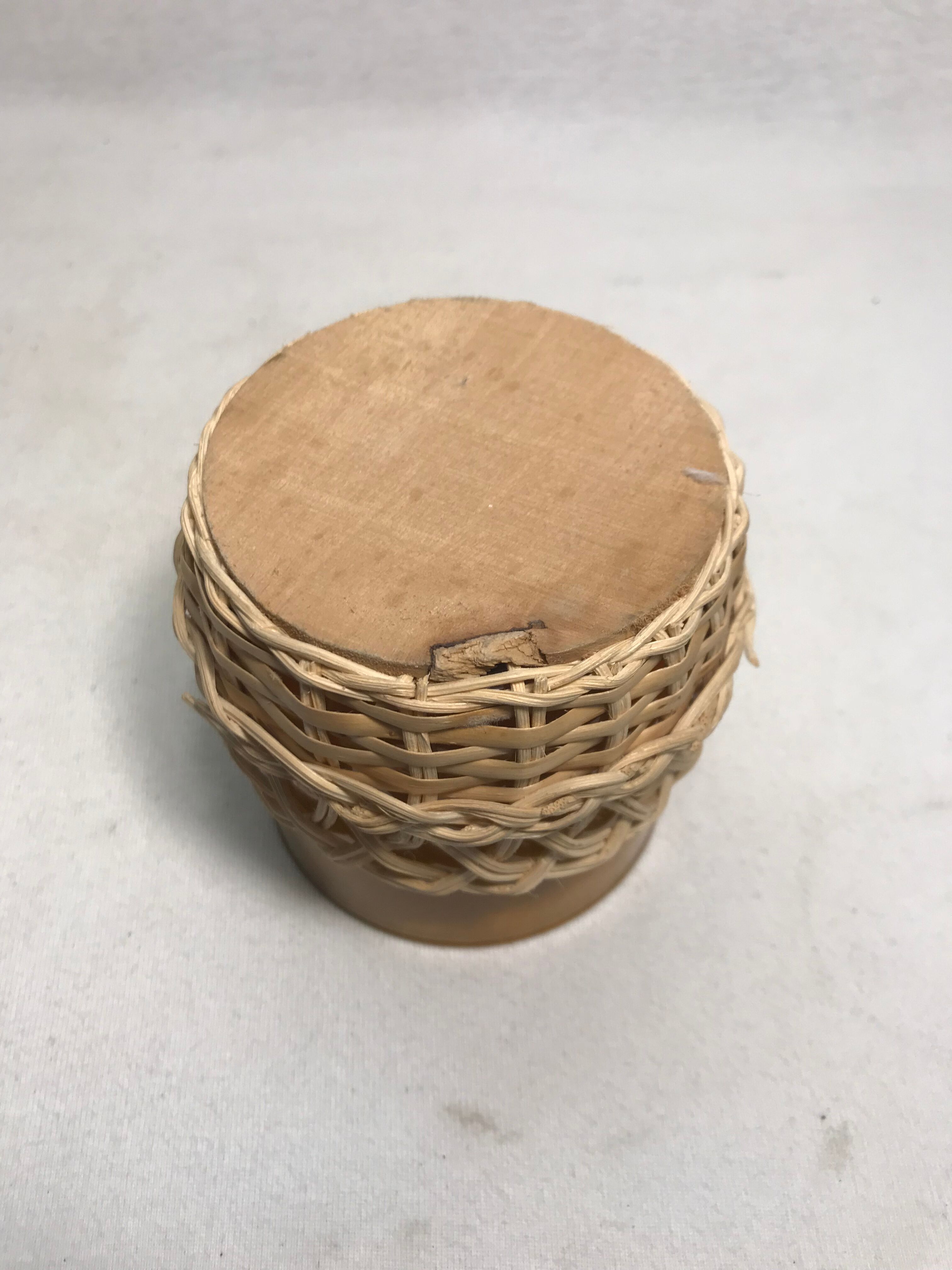 Service old juice carafe and its 9 orange glasses