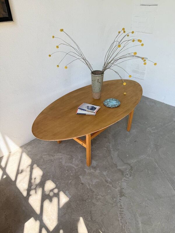 Table basse ovale en hêtre, Ikea 1980