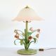 Lampe de table bouquet de fleurs / Roses fer forgé 1960 vintage