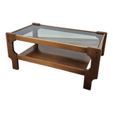 Teak coffee table with smoked glass top