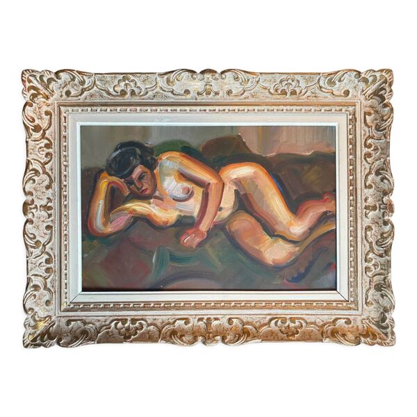 Tableau hsp ''la songeuse'' nue d'andré claudot (1892-1982) avec cadre